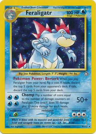1995-2000 Pokemon Neo Gensis Unlimited Feraligatr Holofoil 4/111