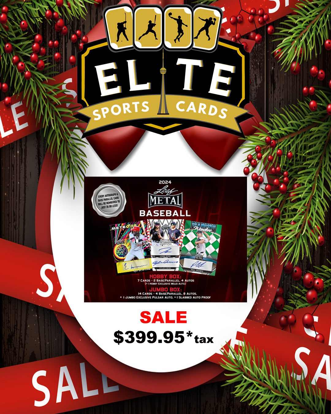 2 Box 2024 Leaf Metal Baseball Hobby & Jumbo Holiday Bundle (15 Autos)