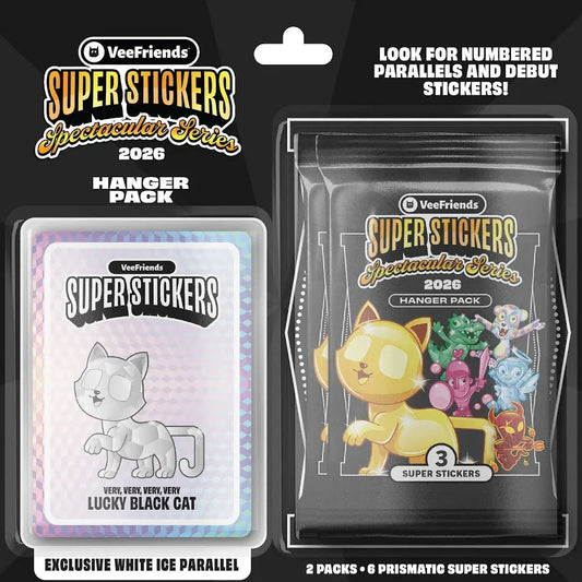 2026 VeeFriends Super Stickers Spectacular Series Hanger Pack (White Ice Parallels) 1 Art Chose At Random