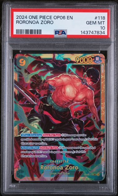 2024 ONE PIECE OP06 EN RORONOA ZORO #118 SEC PSA 10