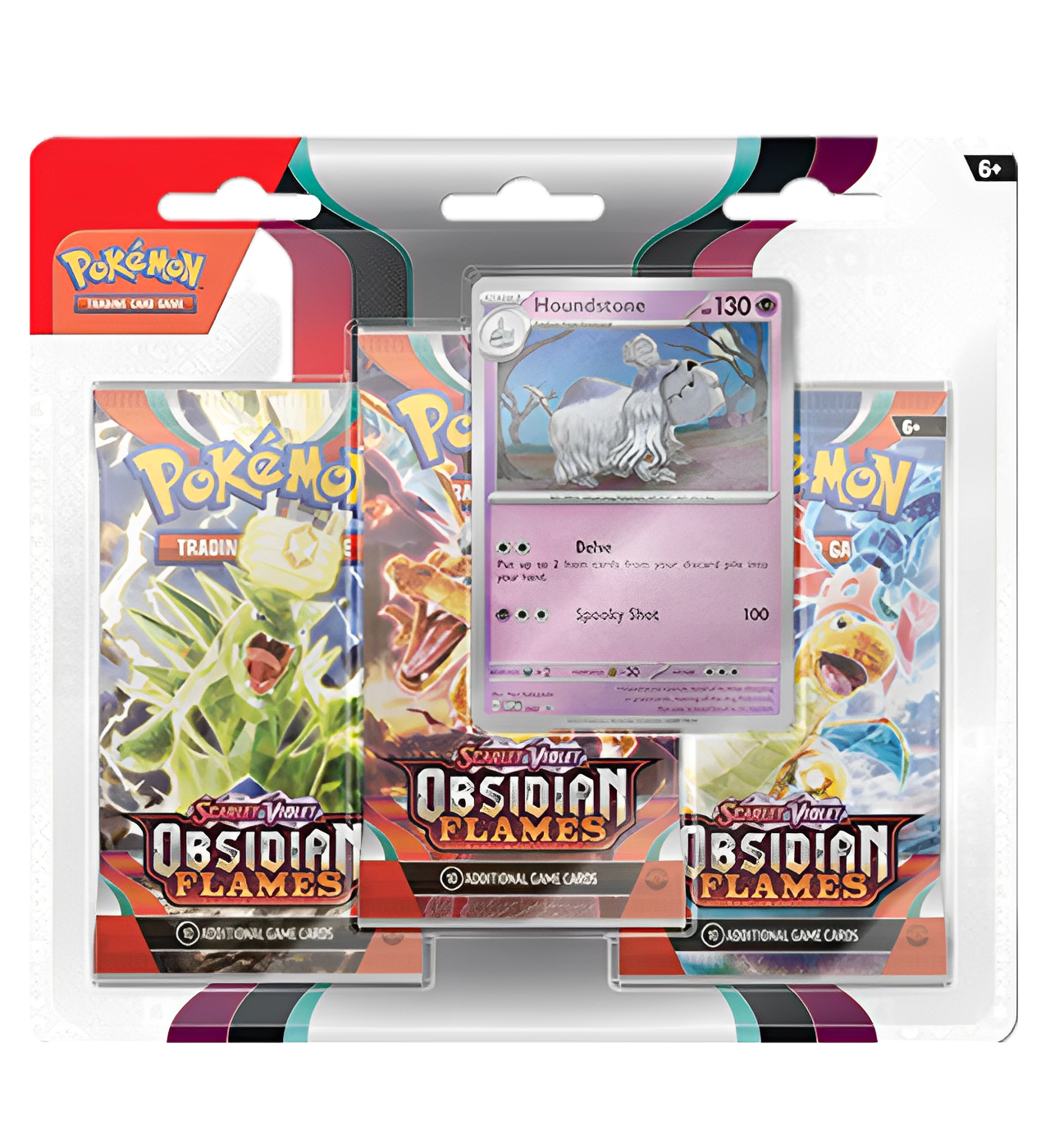 Pokémon Scarlet & Violet: Obsidian Flames - 3 Booster Packs & Houndstone Promo Card -