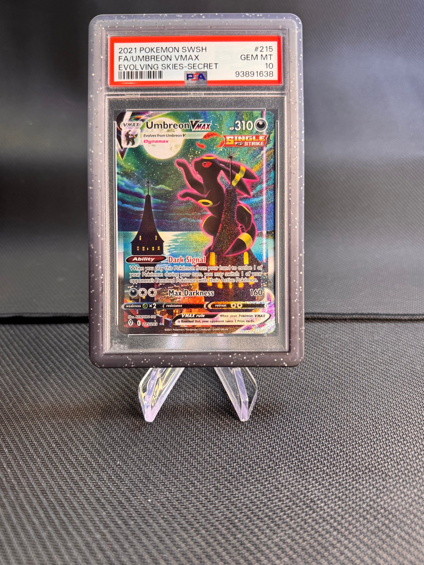 2021 Pokemon SWSH FA/Umbreon VMAX Evolving Skies Secret PSA 10 215/203