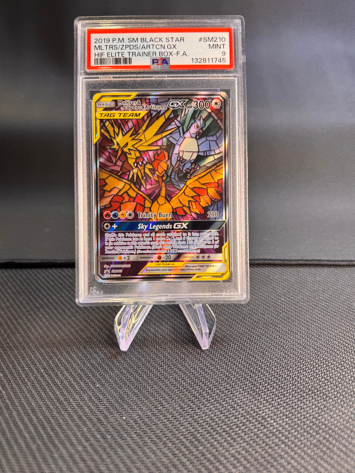 2019 P.M SM Black Star Promo Moltres, Zapdos and Articuno GX HIF Elite TRainer Box SM210 PSA 9