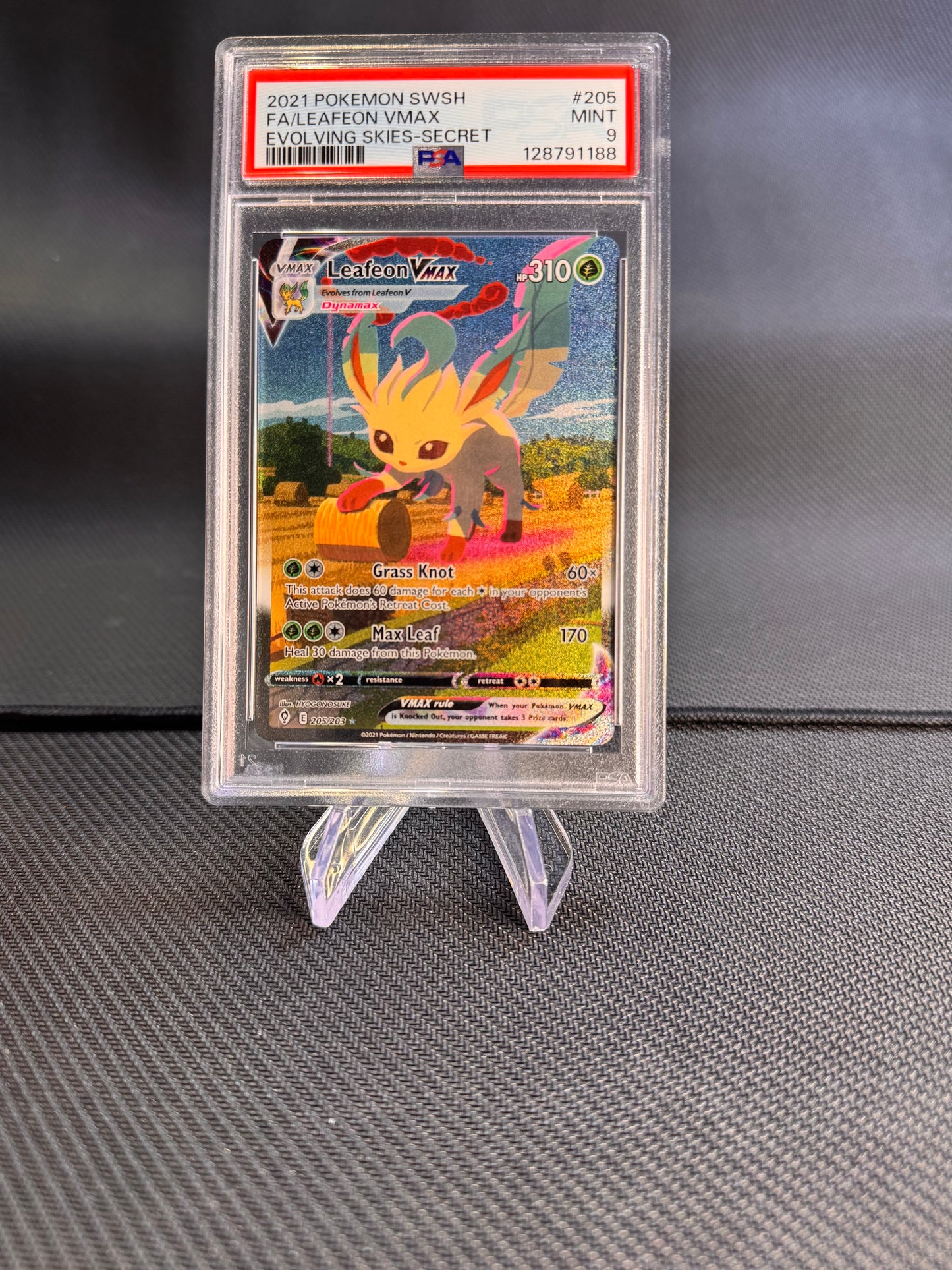 2021 Pokemon Evolving Skies Leafeon Vmax PSA 9 205/203