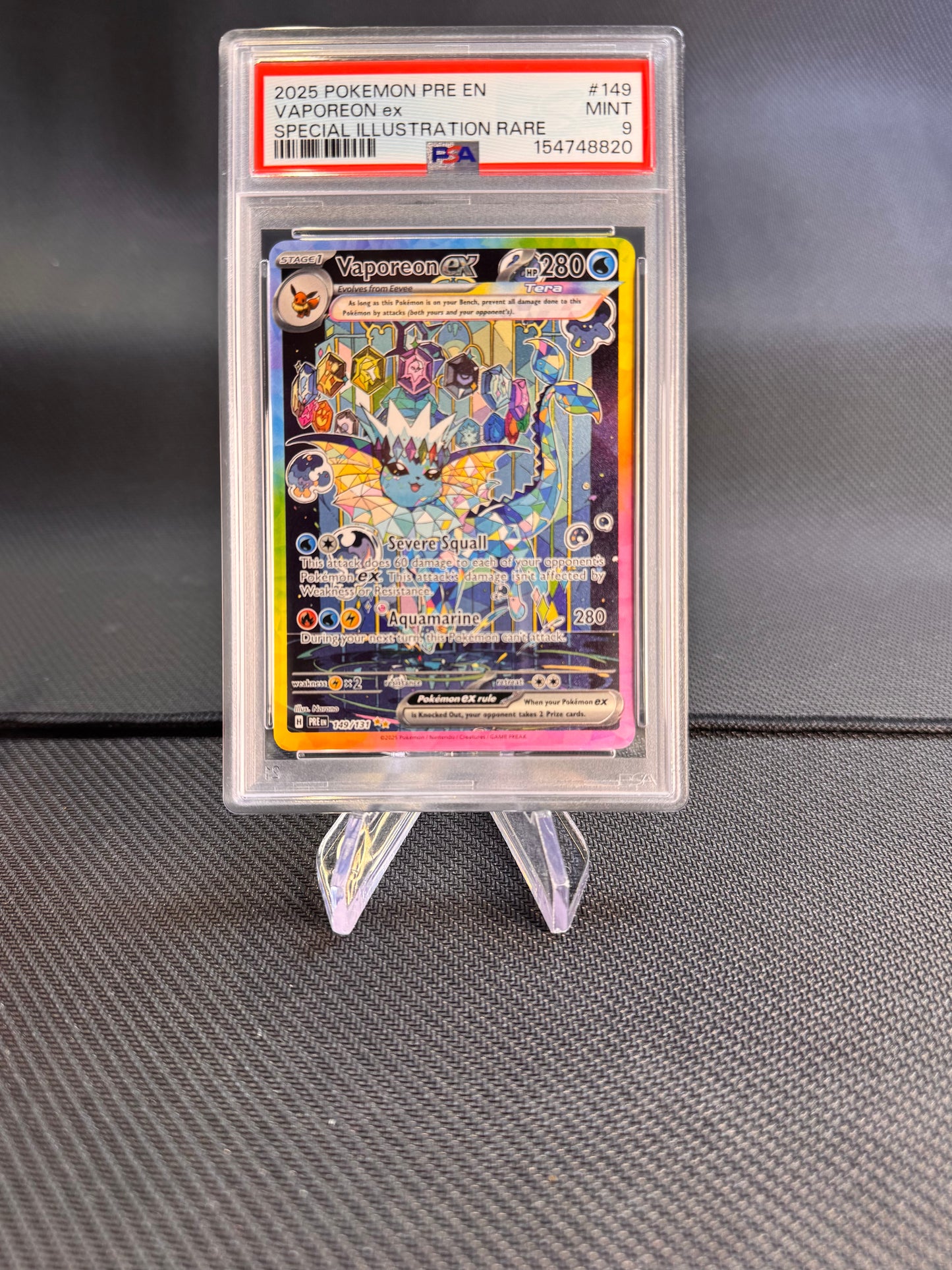2025 Pokemon Prismatic Evolutions Vaporeon ex PSA 9 149/131