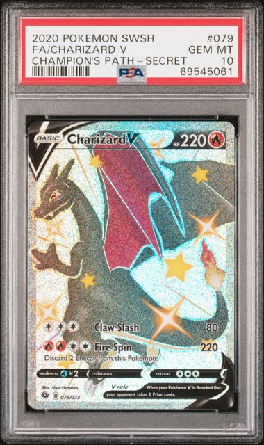 2020 POKEMON CHAMPION'S PATH CHARIZARD V ALT ART 079/073 PSA 10