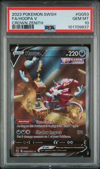 2023 POKEMON CROWN ZENITH FA/HOOPA V GG53/6670 PSA 10