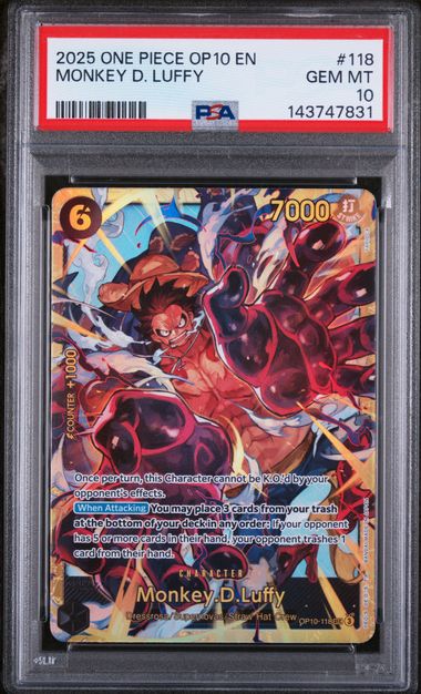 2025 ONE PIECE OP10 EN MONKEY D. LUFFY SEC #118 PSA 10