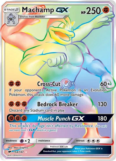 2017n Pokemon Burning Shadows Machamp GX (Secret) 154/147