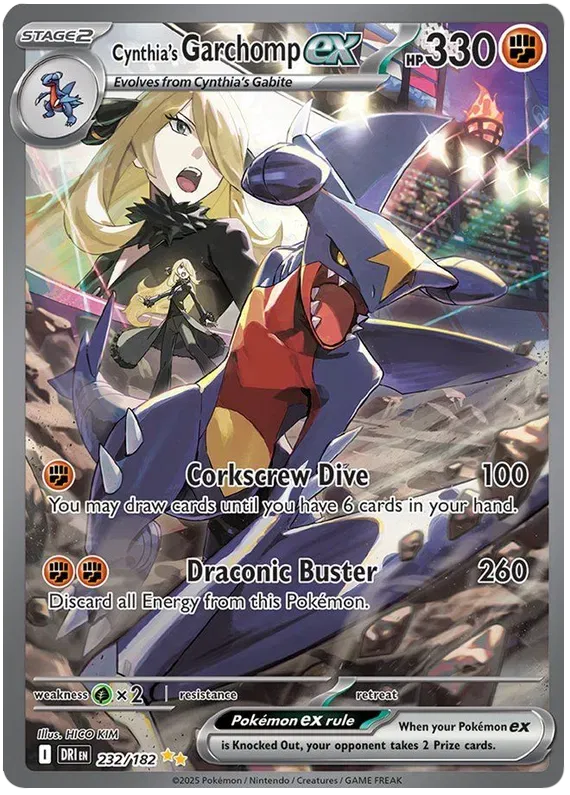 2025 Pokemon Destined Rivals Cynthia's Garchomp Special Illustration Rare 232/182