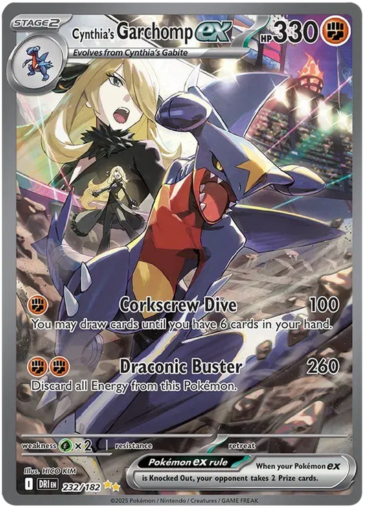 2025 Pokemon Destined Rivals Cynthia's Garchomp Special Illustration Rare 232/182