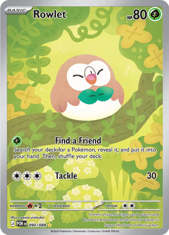 2026 Pokemon Perfect Order Rowlet Illustration Rare 090/088