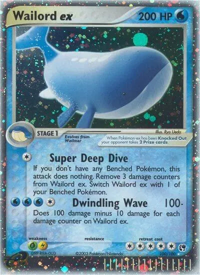 2003 Pokemom EX Sandstorm Wailord ex 100/100