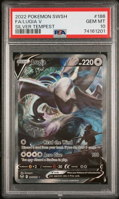 2022 POKEMON SWSH SILVER TEMPEST LUGIA V ALT ART 186/195 PSA 10